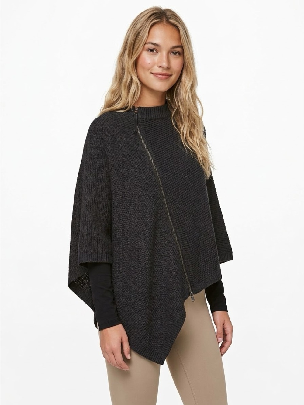 LULULEMON | NWOT ON THE GO SILK BLEND ASYMMETRICAL ZIP PONCHO (O/S)